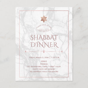 PixDezines Shabbat Dinner Marble+Roos Gold Kaart