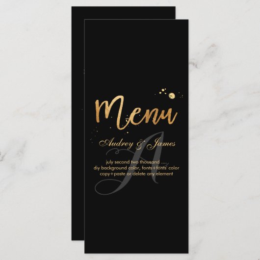 PixDezines Shine Menu/Faux Gold/Fancy Script Menu (Voorkant / Achterkant)