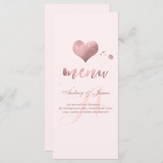 PixDezines Shine Menu/Faux Roos Gold Heart Menu (Voorkant / Achterkant)