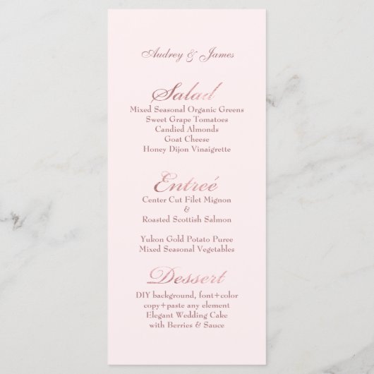 PixDezines Shine Menu/Nep Rose Goud/Fancy Script Menu (Achterkant)