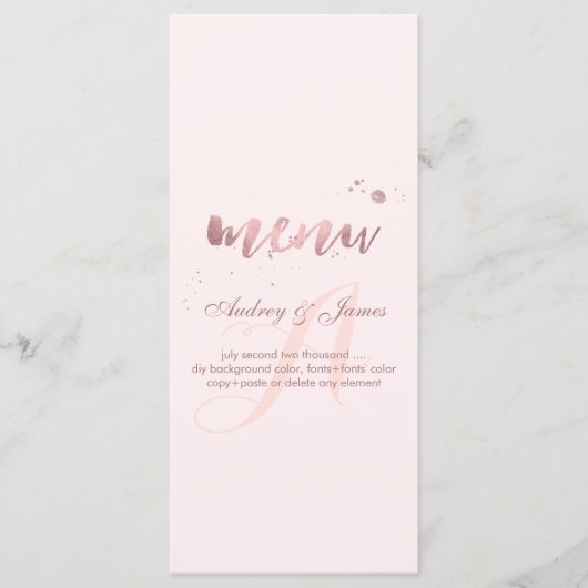 PixDezines Shine Menu/Nep Rose Goud/Fancy Script Menu (Voorkant)