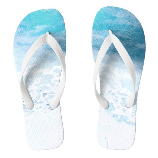 PixDezines Shoreline Aqua Blue Teenslippers (Voetbed)