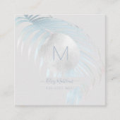 PixDezines Silver Blue Palms Vierkante Visitekaartje (Voorkant)