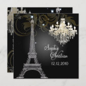 PixDezines SILVER EIFFEL+CRYSTAL CHANDELIER Kaart (Voorkant / Achterkant)