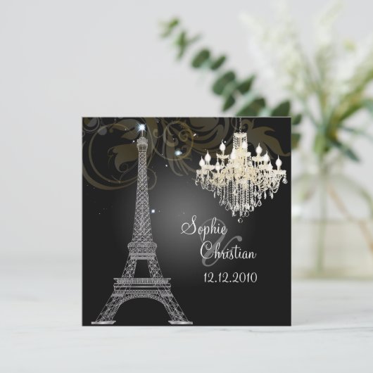 PixDezines SILVER EIFFEL+CRYSTAL CHANDELIER Kaart (Staand voorkant)