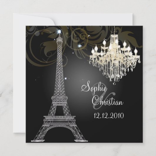 PixDezines SILVER EIFFEL+CRYSTAL CHANDELIER Kaart (Voorkant)