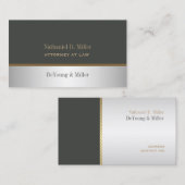 PixDezines Silver+Gray Pinstripes accent Visitekaartje (Voorkant / Achterkant)