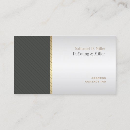 PixDezines Silver+Gray Pinstripes accent Visitekaartje (Achterkant)