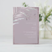 PixDezines Silver Mauve Palm Details Kaarten RSVP Kaartje (Staand voorkant)