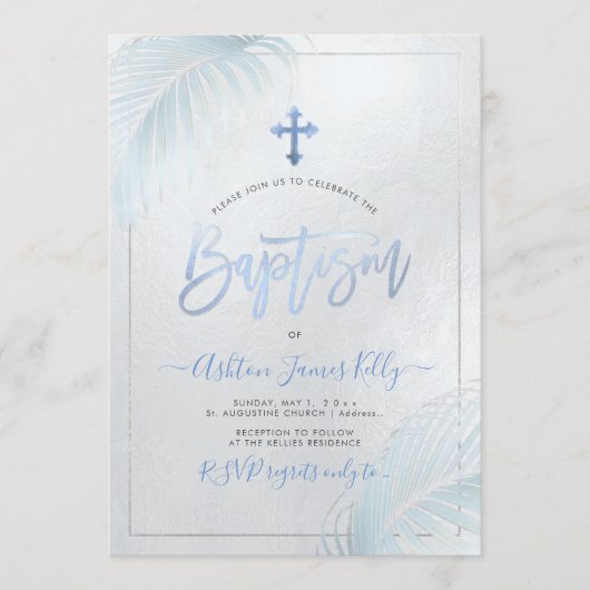 PixDezines Silver Palms Baptisme Kaart (Voorkant)