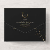 PixDezines Simple Black Faux Gold Wreater All In One Uitnodiging (Achterkant)