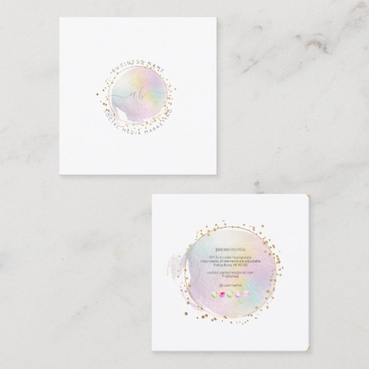 PixDezines Simple Blush Bruske Stroke Snoep Vierkante Visitekaartje (Voorkant / Achterkant)