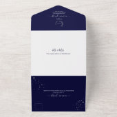 PixDezines Simple DIY Blue Faux Silver Wreate All In One Uitnodiging (Buitenkant)