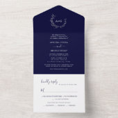 PixDezines Simple DIY Blue Faux Silver Wreate All In One Uitnodiging (Binnen)