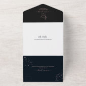 PixDezines Simple Navy Blue Faux Roos Gold Wreate All In One Uitnodiging (Buitenkant)