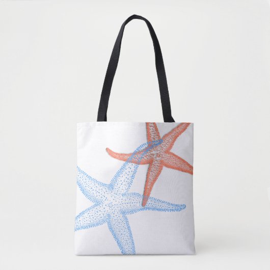 PixDezines Sinaasappel/Blue Starfish/DIY achtergro Tote Bag (Voorkant)
