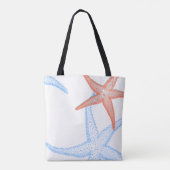 PixDezines Sinaasappel/Blue Starfish/DIY achtergro Tote Bag (Achterkant)