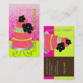 PixDezines Sinaasappel+Hot Roze damast taart/pâtis Visitekaartje (Voorkant / Achterkant)