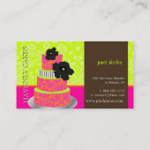 PixDezines Sinaasappel+Hot Roze damast taart/pâtis Visitekaartje (Achterkant)