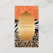 PixDezines sinaasappel kant+cheetah+zebra Visitekaartje (Achterkant)