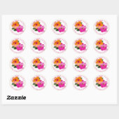 PixDezines Sinaasappel/Roze Hibiscus/Aloha/Mahalo Ronde Sticker (Vel)