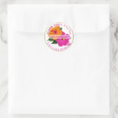 PixDezines Sinaasappel/Roze Hibiscus/Aloha/Mahalo Ronde Sticker (Tas)