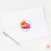 PixDezines Sinaasappel/Roze Hibiscus/Aloha/Mahalo Ronde Sticker (Envelop)