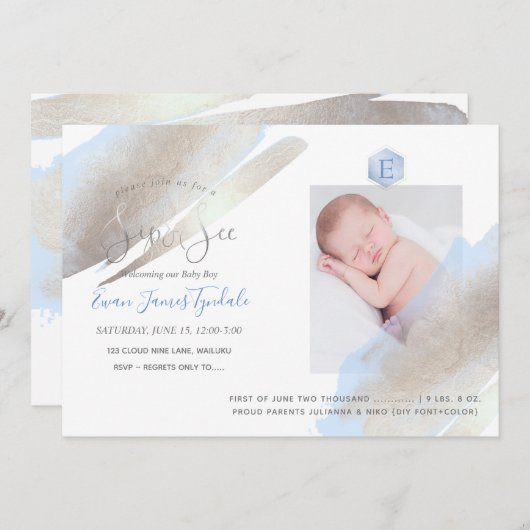 PixDezines SIP+SEE, MONOGRAM, PLATINUM+BLUE Aankondiging (Voorkant / Achterkant)