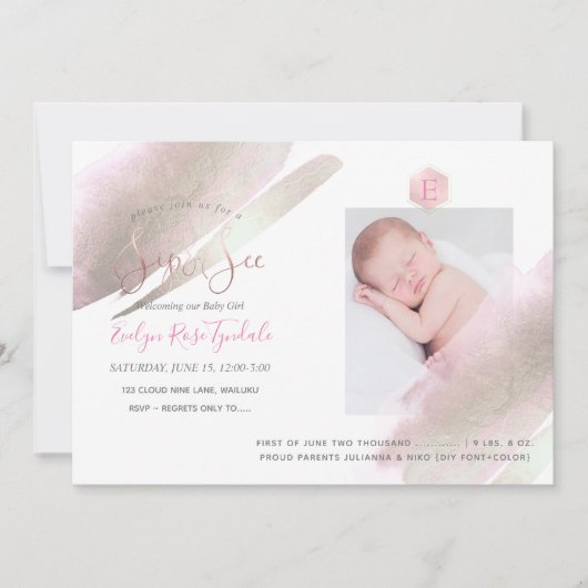 PixDezines SIP+SEE, MONOGRAM, PLATINUM+BLUSH Aankondiging (Voorkant)