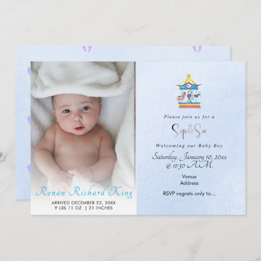 PixDezines SIP+SEE, WATERCOLOR CAROUSEL Aankondiging (Voorkant / Achterkant)