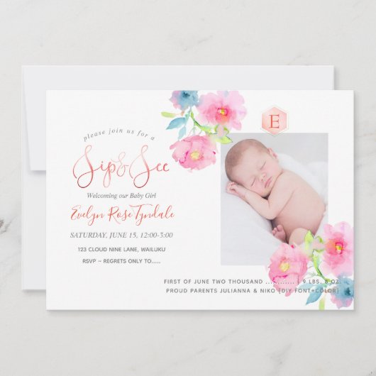 PixDezines SIP+SEE, WATERVERF FLOWERS Aankondiging (Voorkant)