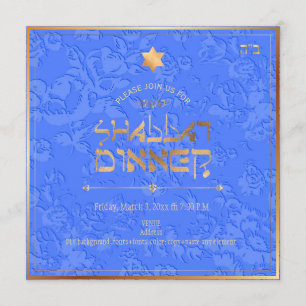PixDezines Sjabbat-diner/Korenbloemblauw damast Kaart