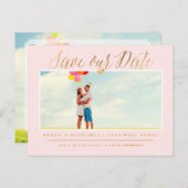 PixDezines Sla de datum/faux gouden moderne script Aankondigingskaart (Voorkant / Achterkant)