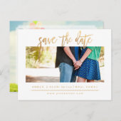 PixDezines Sla de datum/faux gouden moderne script Aankondigingskaart (Voorkant / Achterkant)