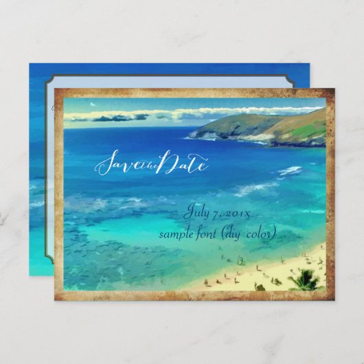 PixDezines/sla de datum/ hanaumabay op Aankondigingskaart (Voorkant / Achterkant)