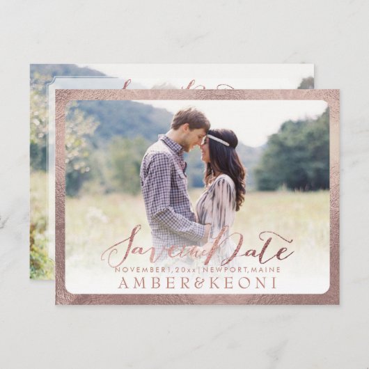 PixDezines Sla de datum/het handgeschreven script  Aankondigingskaart (Voorkant / Achterkant)