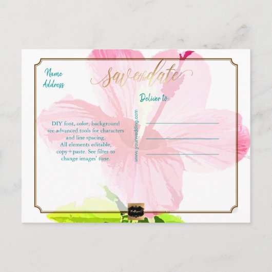 PixDezines/sla de datum/het  tropische strand op Aankondigingskaart (Achterkant)