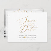 PixDezines Sla de datum/iriserende gouden script o Briefkaart (Voorkant / Achterkant)