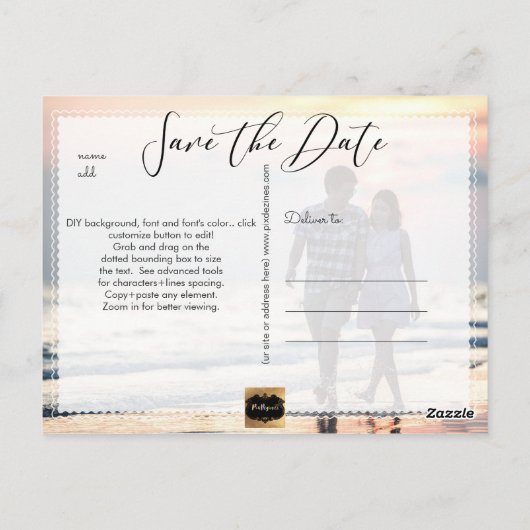 PixDezines Sla de datum/koel handgeschreven script Briefkaart (Achterkant)