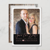 PixDezines Sla de datum/Roos Gold/Cool Script op Briefkaart (Voorkant / Achterkant)