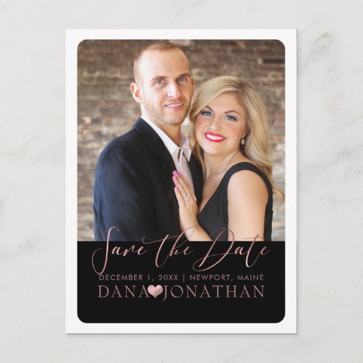 PixDezines Sla de datum/Roos Gold/Cool Script op Briefkaart (Voorkant)