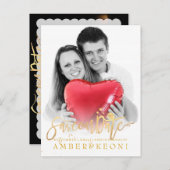 PixDezines Sla de datum / stijlvolle Faux Gold Scr Aankondigingskaart (Voorkant / Achterkant)