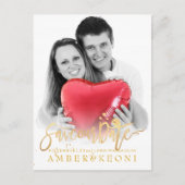 PixDezines Sla de datum / stijlvolle Faux Gold Scr Aankondigingskaart (Voorkant)