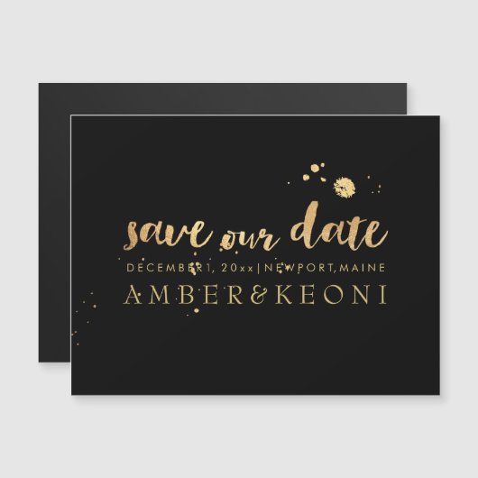 PixDezines Sla onze datum/stijlvol Gold Script op Magnetische Uitnodiging (Voorkant / Achterkant)