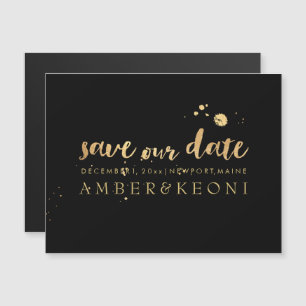 PixDezines slaan onze datum/stijlvol Gold Script o Magnetische Uitnodiging