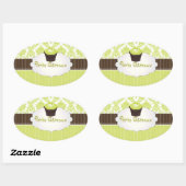 PixDezines sleutel limoen cupcake + damask / DIY k Ovale Sticker (Vel)