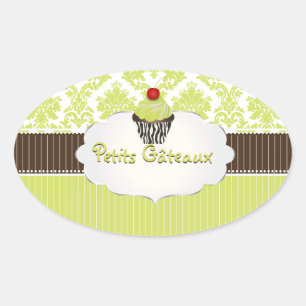 PixDezines sleutel limoen cupcake + damask / DIY k Ovale Sticker