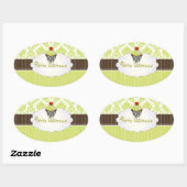 PixDezines sleutel limoen cupcake + damask / DIY k Ovale Sticker (Vel)