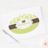 PixDezines sleutel limoen cupcake + damask / DIY k Ovale Sticker (Envelop)