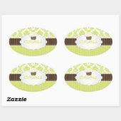 PixDezines sleutel limoen cupcake + damask / DIY k Ovale Sticker (Vel)